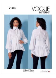 1845 VOGUE Júlio César NYC   PEPLUM HIGH COLLAR TUCK BLOUSE PATTERN 16-24 NEW